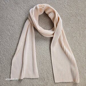 Eileen Fisher Ribbed Merino Ivory Thick Scarf TINY FLAW wool soft